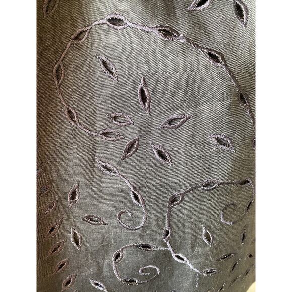 JSong Skirt Suit Womens Size 6 100% Linen Floral Eyelet Lace Gray Vintage Career - Picture 2 of 13